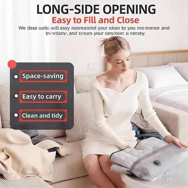 Cordless Travel Vacuum Storage Compression Bag Set with Rechargeable air Pump