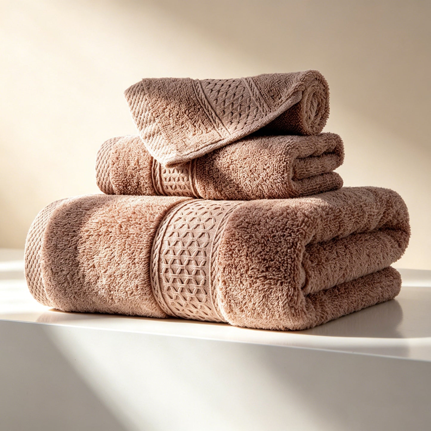 100% Cotton Solid & Texture 3-pc Towel Set