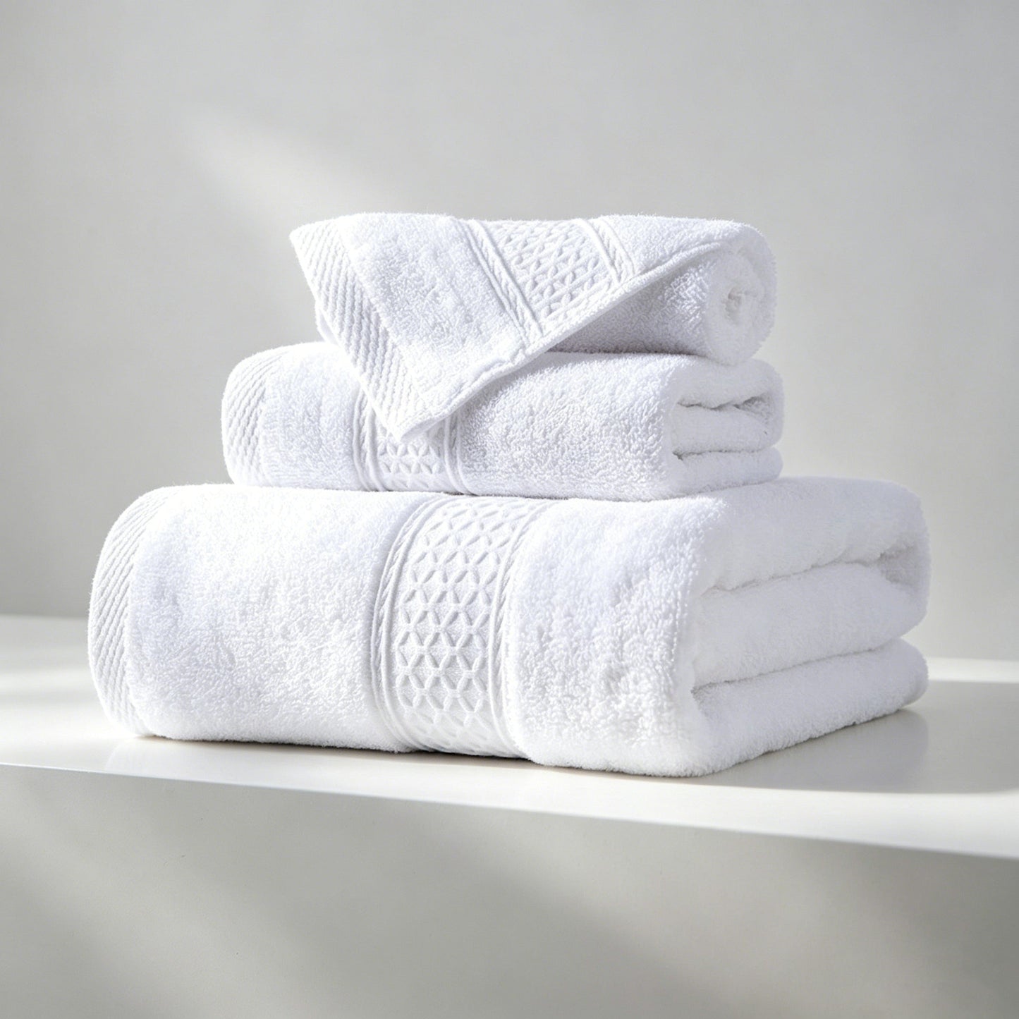 100% Cotton Solid & Texture 3-pc Towel Set