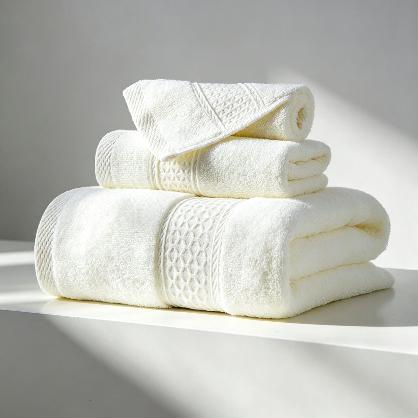 100% Cotton Solid & Texture 3-pc Towel Set