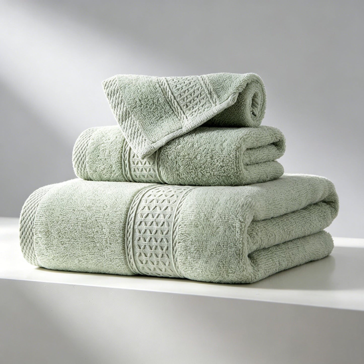 100% Cotton Solid & Texture 3-pc Towel Set