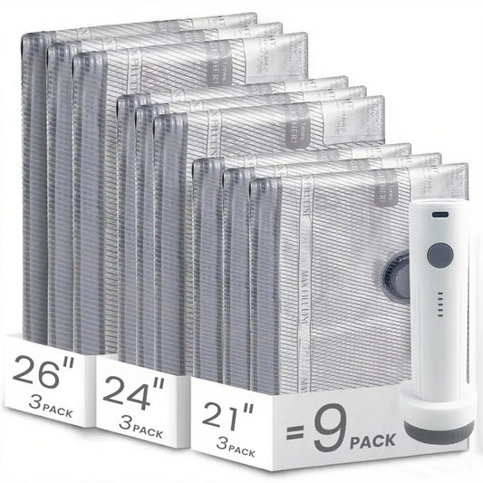 Cordless Travel Vacuum Storage Compression Bag Set with Rechargeable air Pump