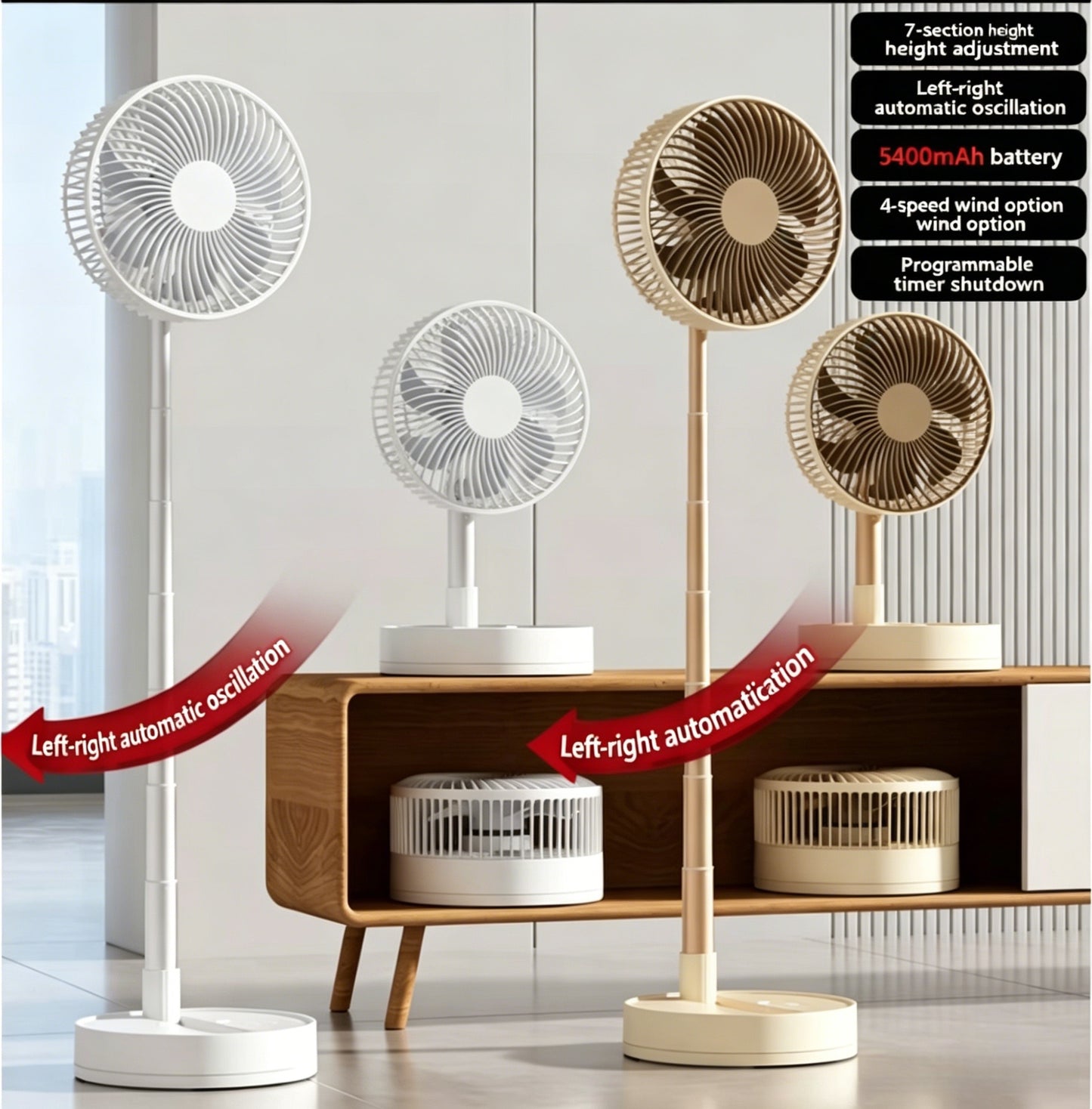 🌬️ Telescopic Foldable Oscillating Fan – Your All-in-One Breeze Companion
