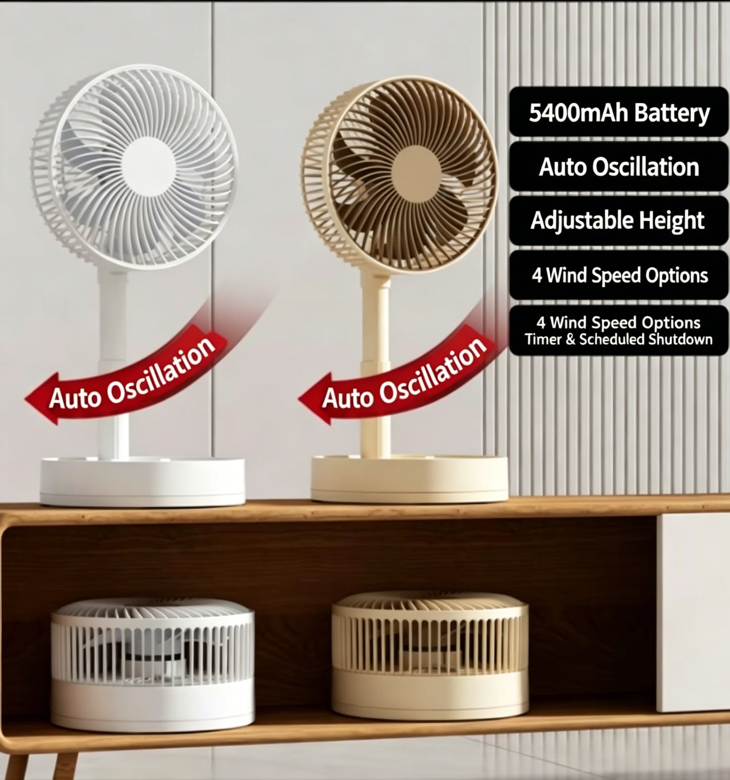 🌬️ Telescopic Foldable Oscillating Fan – Your All-in-One Breeze Companion