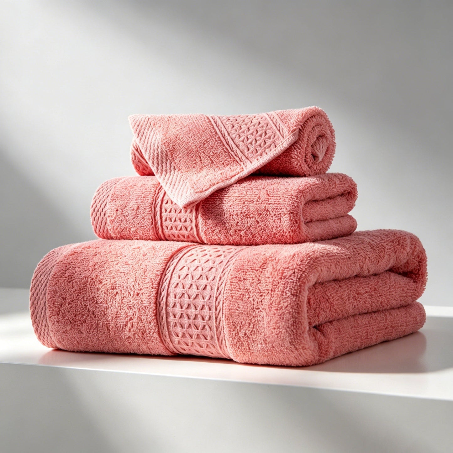 100% Cotton Solid & Texture 3-pc Towel Set