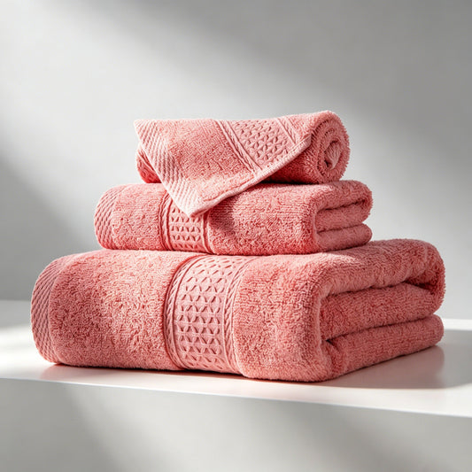 100% Cotton Solid & Texture 3-pc Towel Set