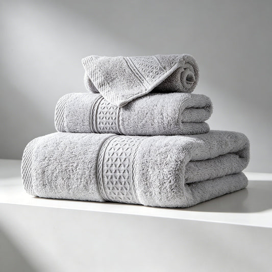 100% Cotton Solid & Texture 3-pc Towel Set