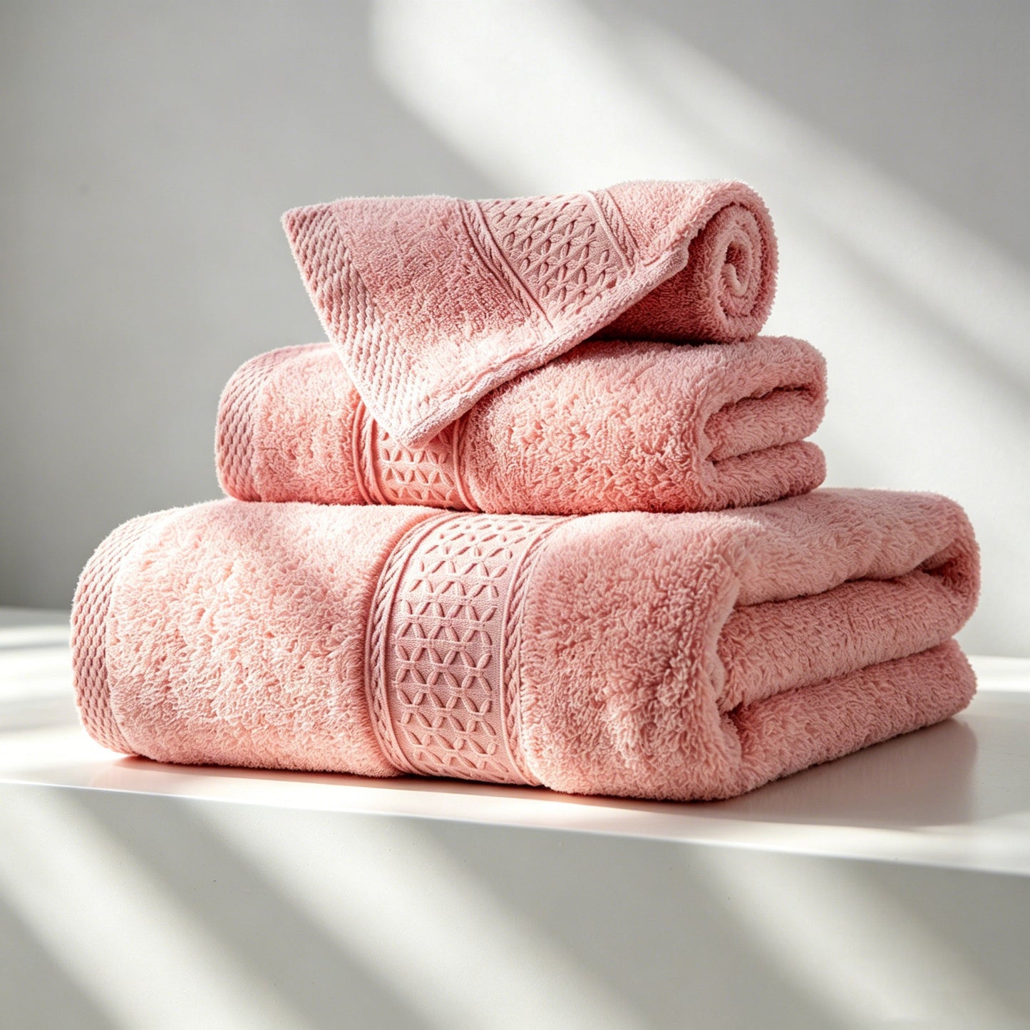100% Cotton Solid & Texture 3-pc Towel Set
