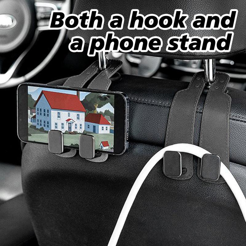Car Headrest Hooks, 2-in-1 Hidden Organizer for Purses & Phones
