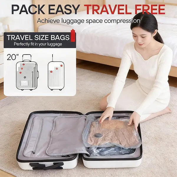 Cordless Travel Vacuum Storage Compression Bag Set with Rechargeable air Pump