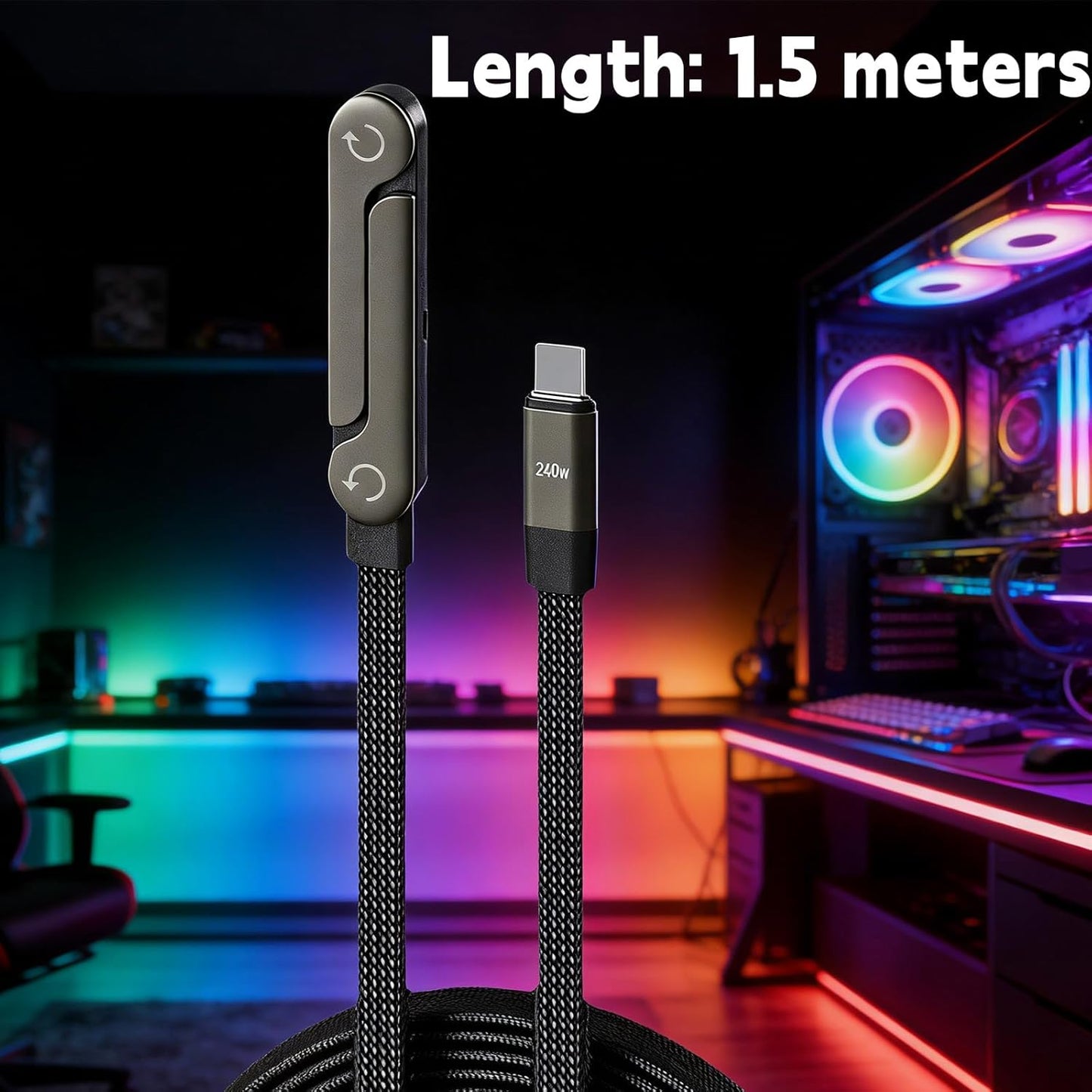 240W Super Fast Charging Invisible Holder Charger Cable with Stand